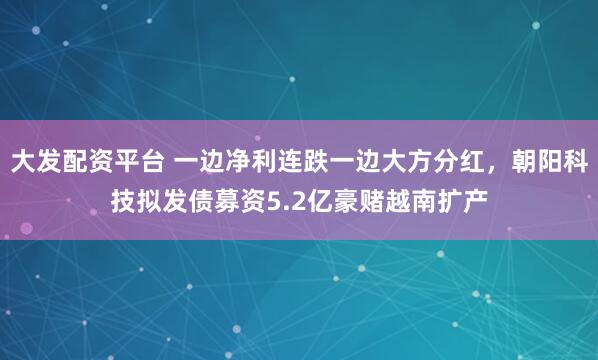 大发配资平台 一边净利连跌一边大方分红，朝阳科技拟发债募资5.2亿豪赌越南扩产